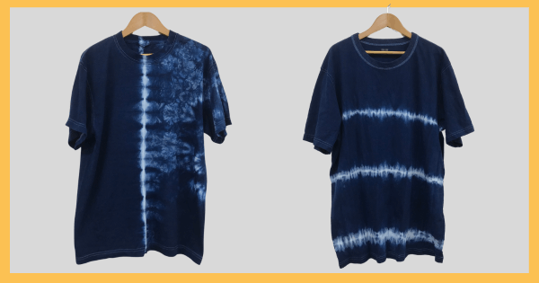 染物体験 Tシャツをお持ち込みしていただいて藍染体験をされました