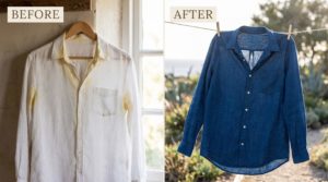 シャツを藍染で染め直し